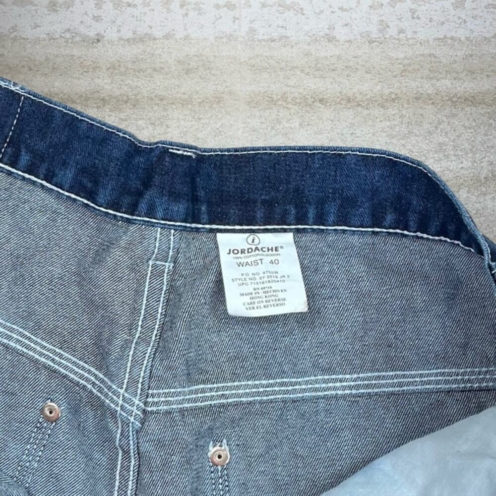 Vintage Y2K Jordache Skater Carpenter Jean Shorts 40x13 Baggy Wide Leg Dark Wash - Picture 5 of 5